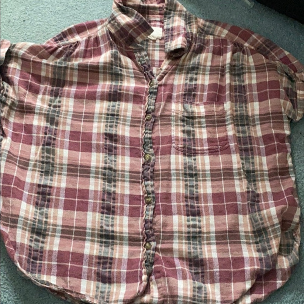 short sleeve loose flannel